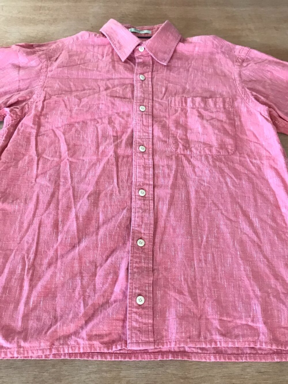 Orvis Shirt Men L Red Button Up Pocket Short Sleeve Collared Outdoor 20047